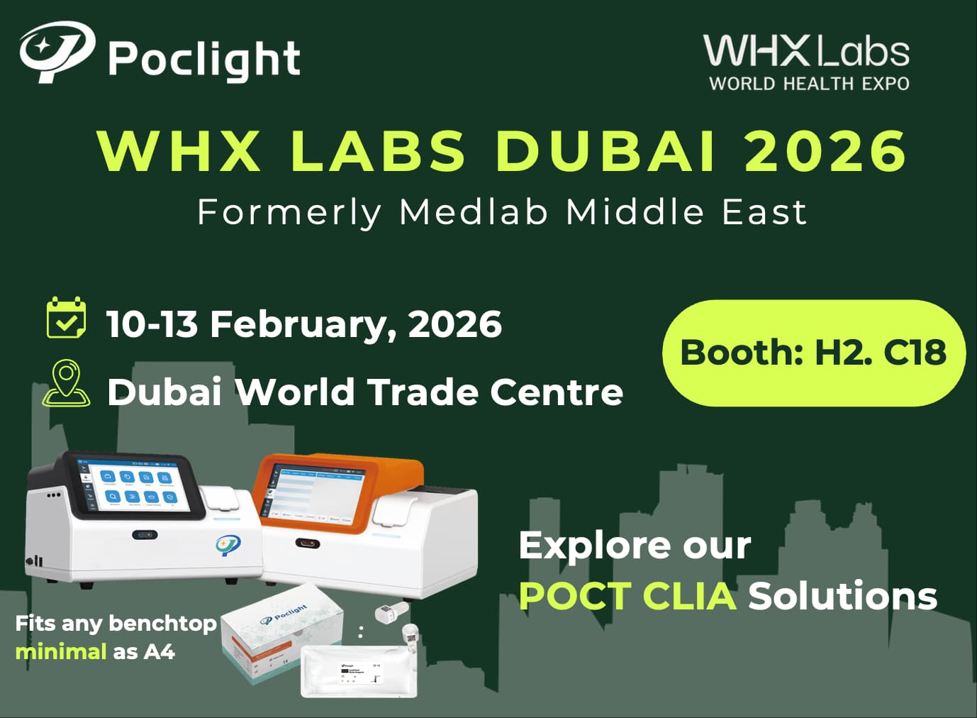 Poclight en WHX Labs Dubai 2026: Enfoque global, reunión en Dubái